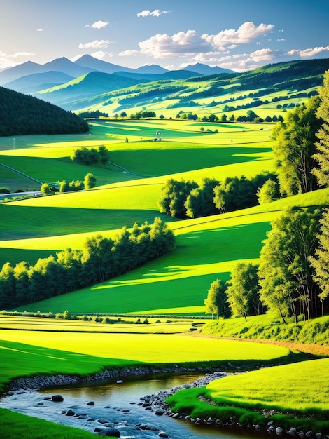 Paisagem verde de montanha Gerada por IA