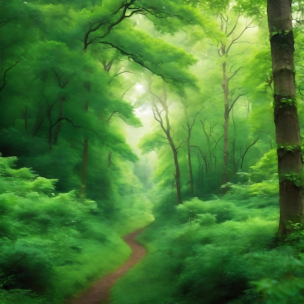paisagem verde uma floresta exuberante sentindo o ar fresco e ouvindo os sons da natureza ai gerado