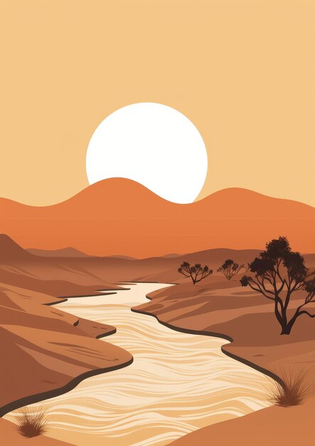 Foto paisagem vetorial de fundo natureza ilustração de verão deserto viagem quente sol calor areia céu