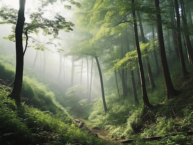 Foto paisagem vibrante da floresta de verão