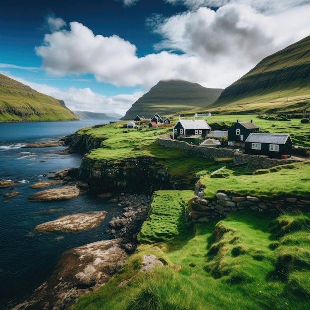 Paisagens das Ilhas Faroé capturadas no verão Generative ai