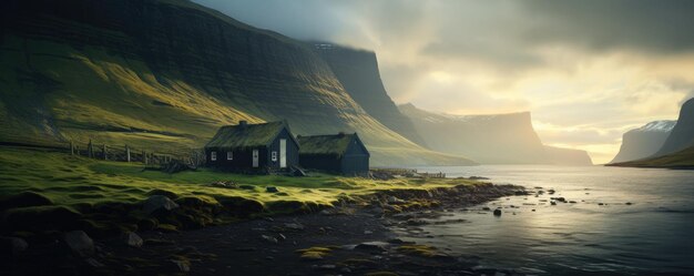 Paisagens das Ilhas Faroé capturadas no verão Generative ai