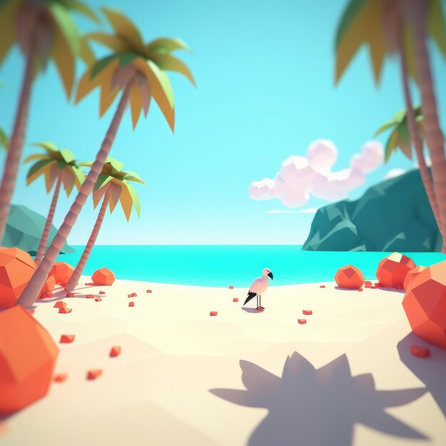 Foto paisagens de praia tropical lowpoly