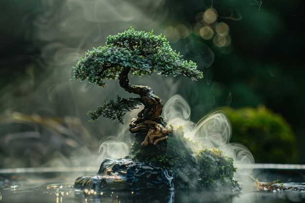 paisagens em miniatura bonsai de névoa biodiversidade