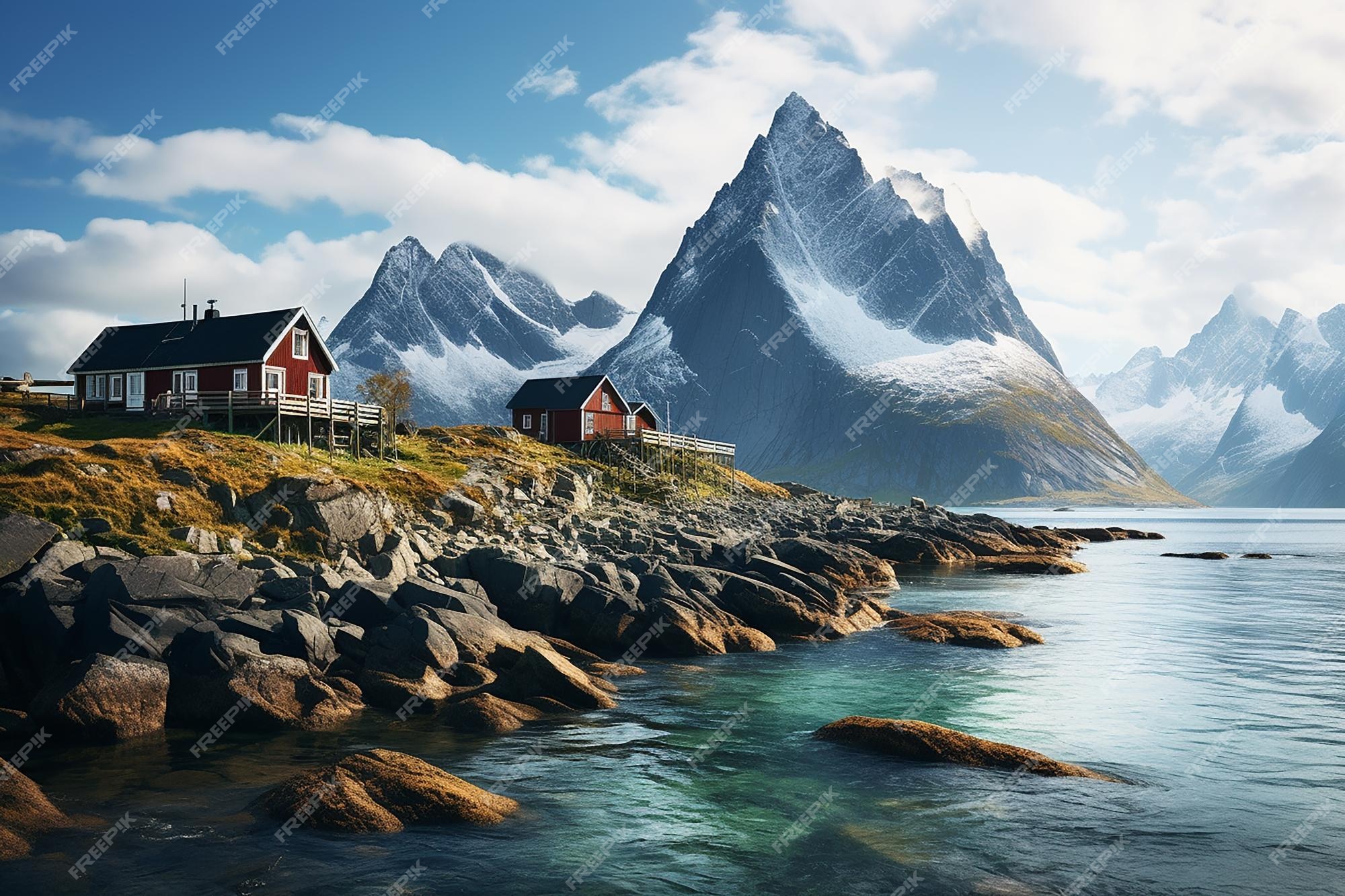 Paisagens naturais deslumbrantes da escandinávia vistas de cima