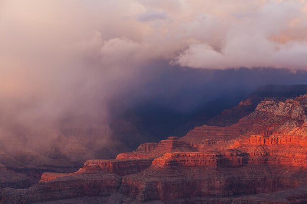 Paisagens pitorescas do Grand Canyon Arizona EUA Belo fundo natural Vista do nascer do sol