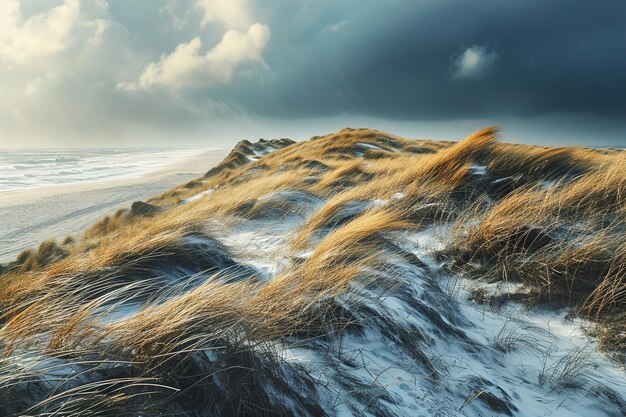 Foto paisagens varridas pelo vento durante o tempo ventoso