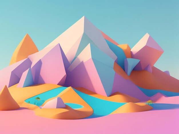 Paisaje 3D Concepto abstracto Visualización de datos Edificio mínimo Representación tecnológica