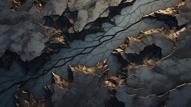 Paisaje abstracto en negro y dorado Obra de arte inspirada en Unreal Engine 5