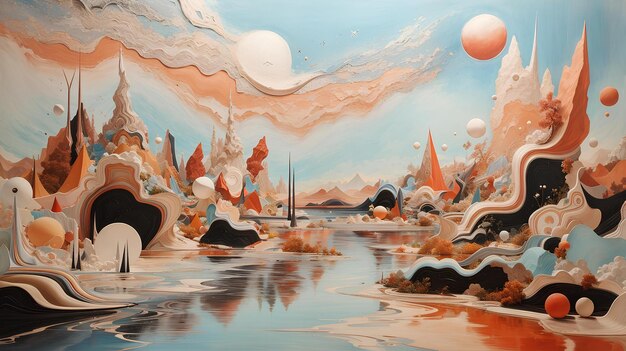 Un paisaje abstracto surrealista con textura.