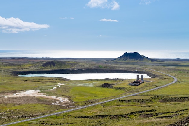 Paisaje aéreo de la zona de Seltun, panorama del sur de Islandia