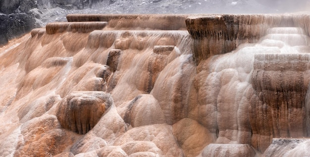 Paisaje de aguas termales con formación de suelo colorido