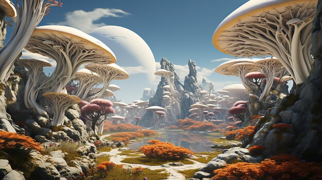 Foto paisaje alienígena de otro mundo diseño extrañamente fascinante