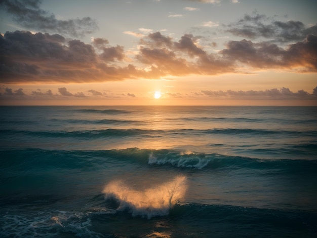 Paisaje del amanecer y el atardecer del océano