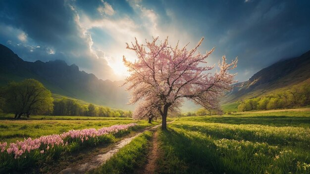 Paisaje del amanecer de primavera