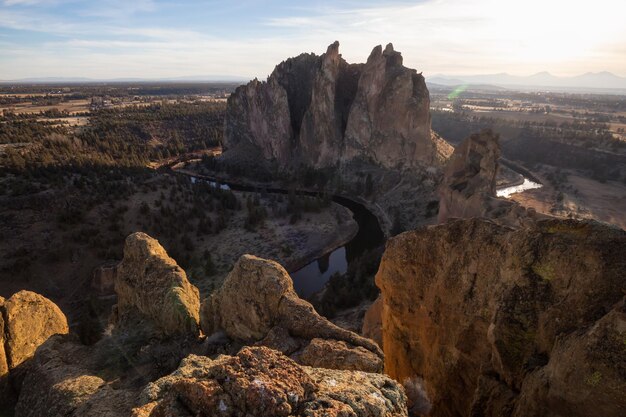 Paisaje americano durante un vibrante día de invierno