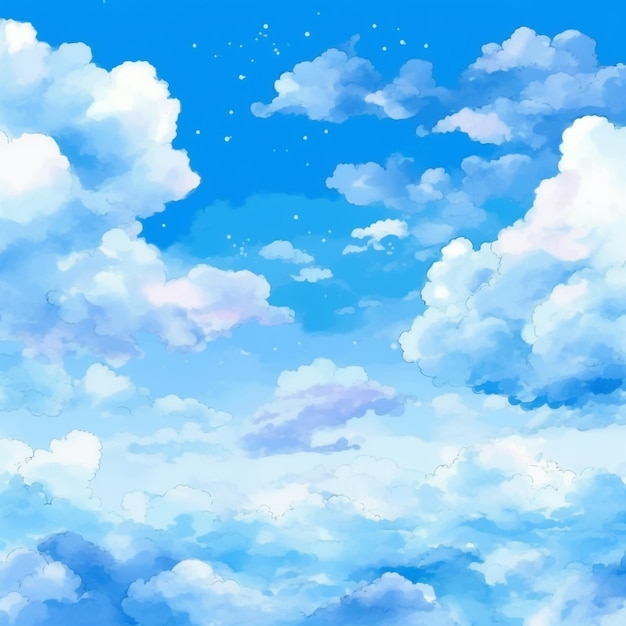 Foto paisaje de anime con cielo azul y nubes.