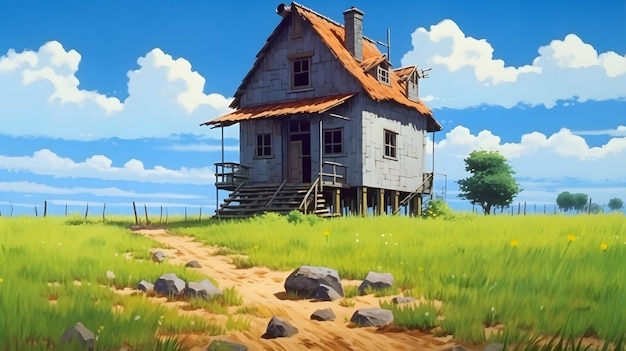 Paisaje de anime en el estilo de Studio Ghibli