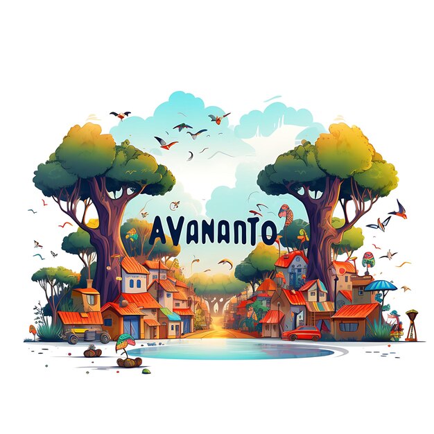 Foto paisaje de antananarivo texto con caprichosa tipografía dibujada a mano diseño clipart arte de acuarela