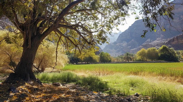 Paisaje con un árbol en el campo