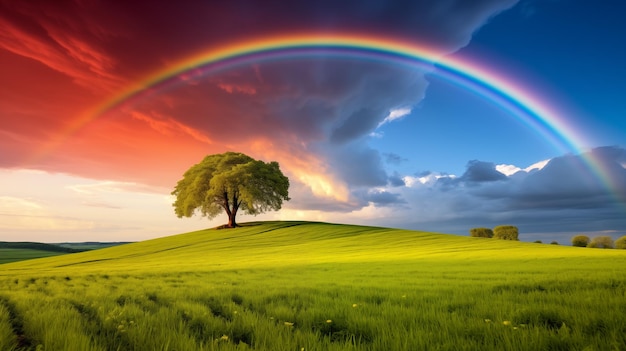 Foto paisaje con un arco iris