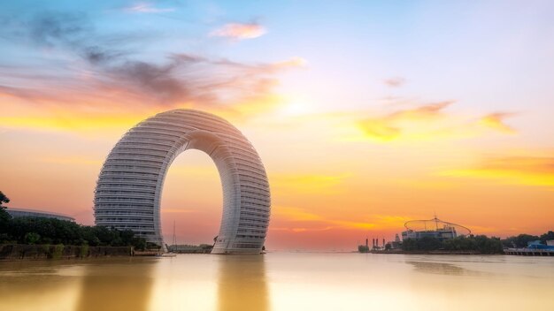 Foto paisaje del área escénica de huzhou taihu