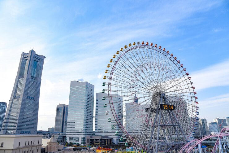 Paisaje del área de Minato Mirai 21 de la ciudad de Yokohama en Kanagawa Japón