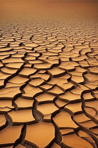 Foto un paisaje de arena agrietado agrietado de un desierto