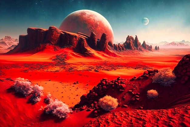 El paisaje árido de Marte con sus tonos rojos oxidados es una vista inquietantemente hermosa.