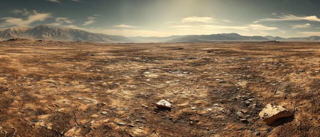 Foto paisaje árido con montañas lejanas