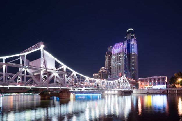 Paisaje arquitectónico urbano a ambos lados del río Haihe en Tianjin