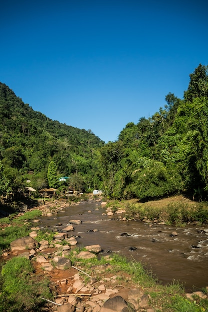 Paisaje de arroyo en la provincia de Nan Tailandia