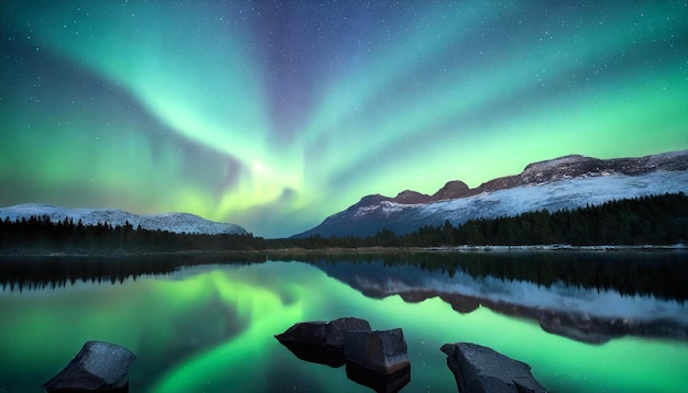 Foto paisaje de la aurora boreal