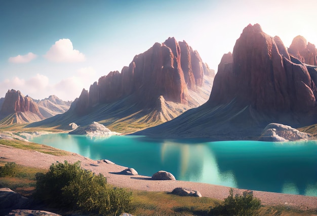 Paisaje de Azerbaiyán con montañas Arte generativo de IA Hermosa vista