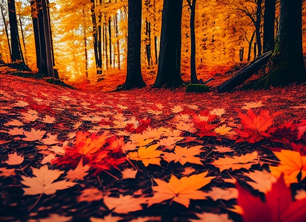 Paisaje de bosque de otoño