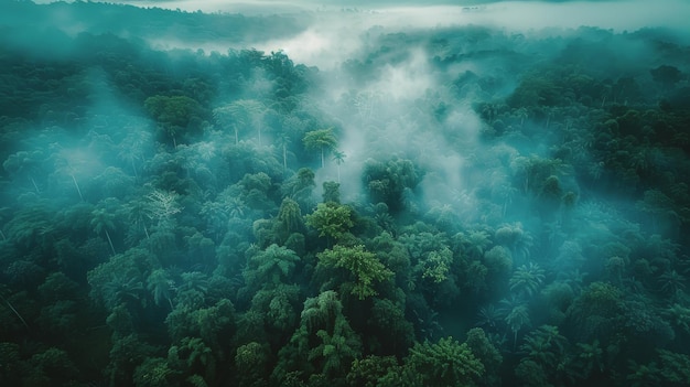 Paisaje de bosques verdes y exuberantes