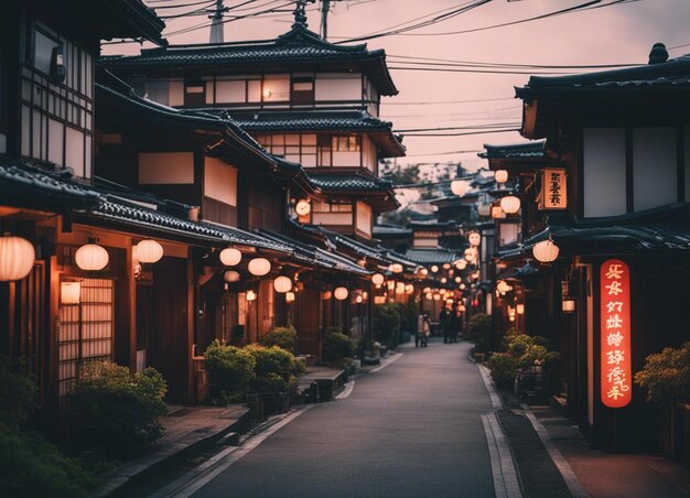 Foto un paisaje de la calle japonesa