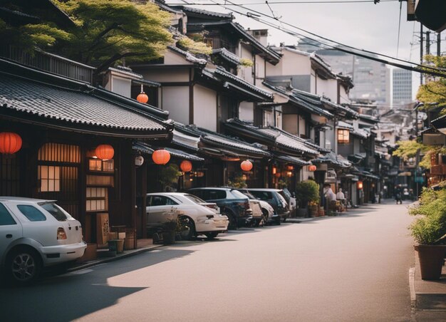 Foto un paisaje de la calle japonesa