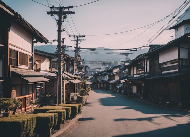 Foto un paisaje de la calle japonesa