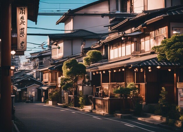 Foto un paisaje de la calle japonesa