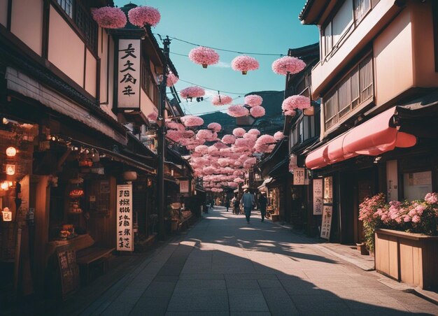 Foto un paisaje de la calle japonesa