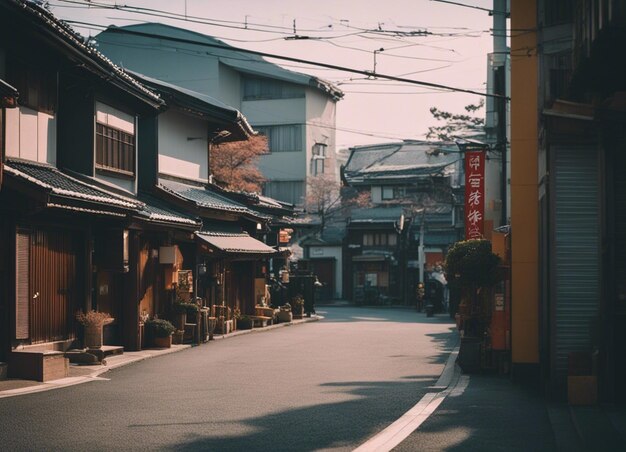 Foto un paisaje de la calle japonesa