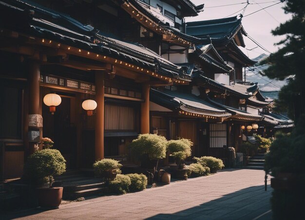 Foto un paisaje de la calle japonesa