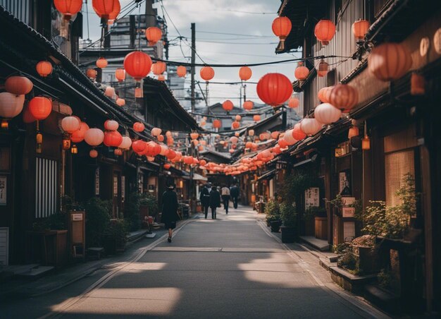 Foto un paisaje de la calle japonesa