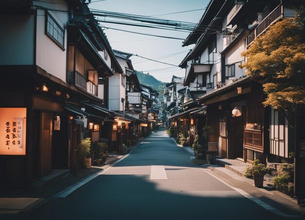 Foto un paisaje de la calle japonesa