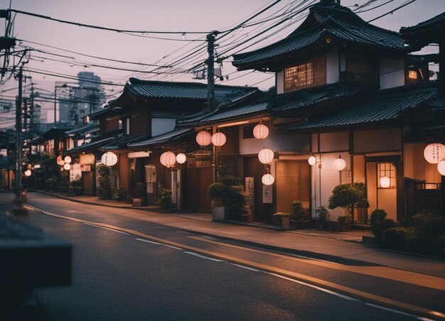 Foto un paisaje de la calle japonesa