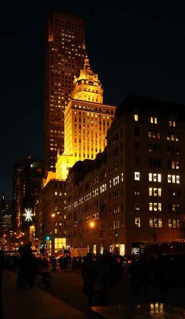 Foto el paisaje de las calles de nueva york por la noche