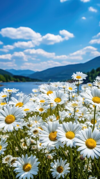 Paisaje de campo de margaritas para fondos de pantalla