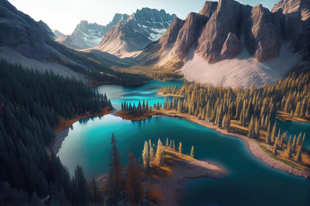 Paisaje de Canadá con agua esmeralda Arte generativo de IA Hermosa vista