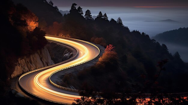 paisaje de carreteras curvas